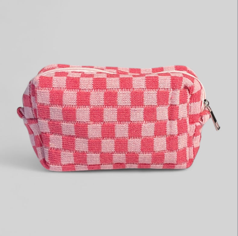 Checkered Knit Pouch