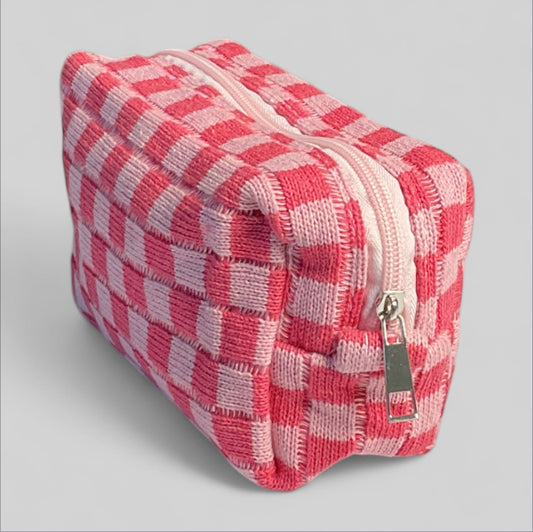 Checkered Knit Pouch