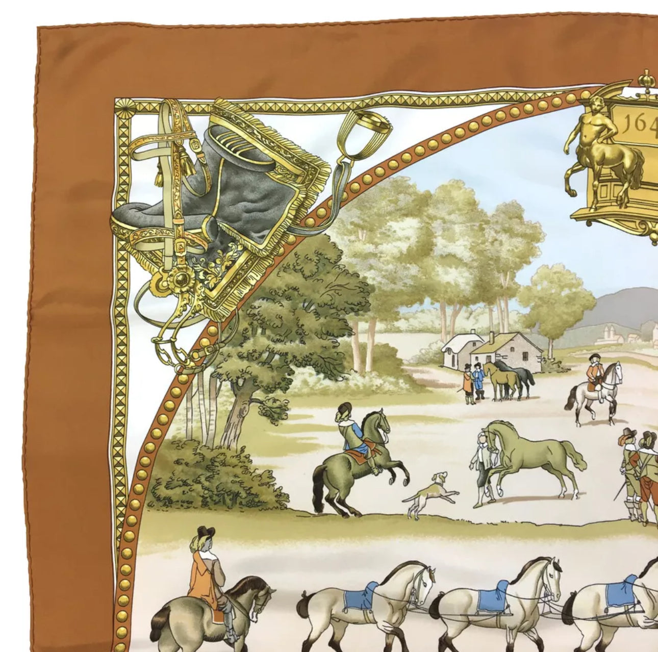 Hermes Presentation De Chevaux Carr size 90- 100% silk