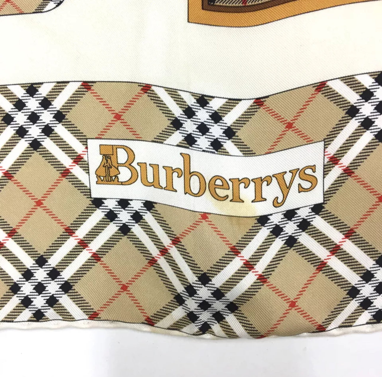 Burberrys Check Dog Motif 100% silk scarf